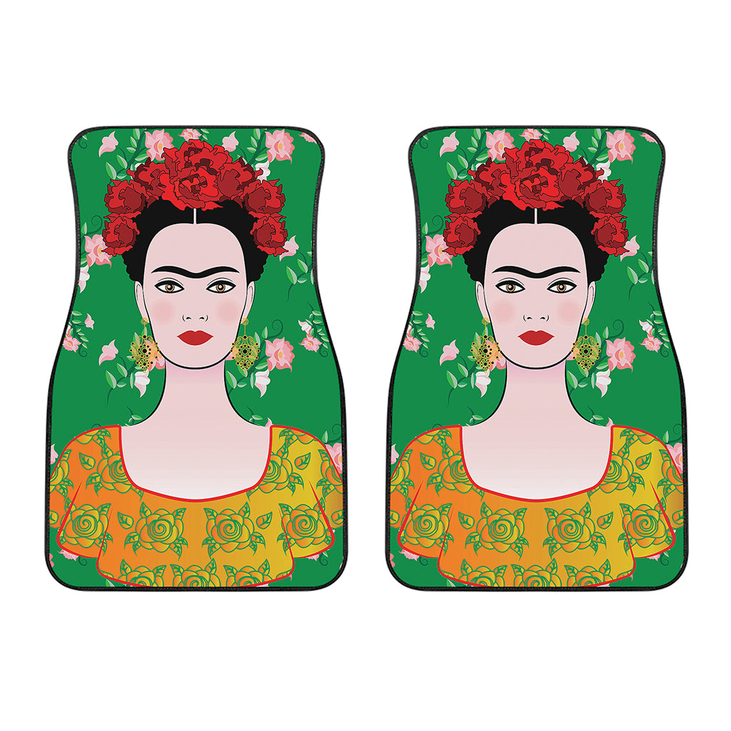 Frida Kahlo And Pink Floral Print Front Car Floor Mats