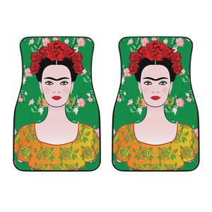 Frida Kahlo And Pink Floral Print Front Car Floor Mats