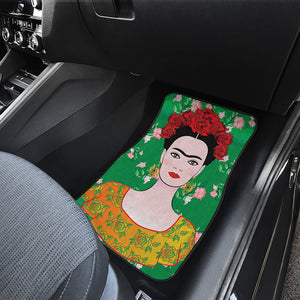 Frida Kahlo And Pink Floral Print Front Car Floor Mats