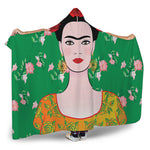 Frida Kahlo And Pink Floral Print Hooded Blanket