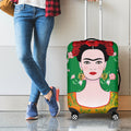 Frida Kahlo And Pink Floral Print Luggage Cover