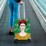 Frida Kahlo And Pink Floral Print Luggage Cover