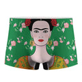 Frida Kahlo And Pink Floral Print Men's Boxer Briefs