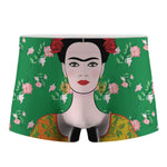Frida Kahlo And Pink Floral Print Men's Boxer Briefs