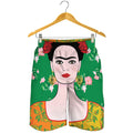 Frida Kahlo And Pink Floral Print Men's Shorts