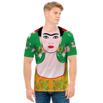 Frida Kahlo And Pink Floral Print Men's T-Shirt