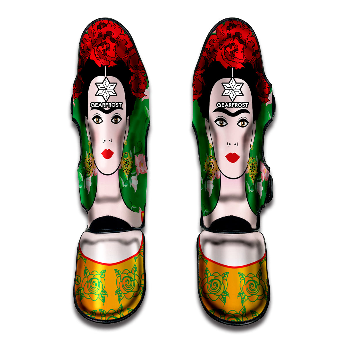 Frida Kahlo And Pink Floral Print Muay Thai Shin Guard