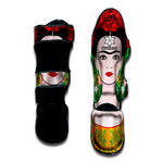 Frida Kahlo And Pink Floral Print Muay Thai Shin Guard