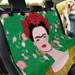 Frida Kahlo And Pink Floral Print Pet Car Back Seat Cover