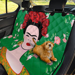 Frida Kahlo And Pink Floral Print Pet Car Back Seat Cover