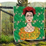 Frida Kahlo And Pink Floral Print Quilt