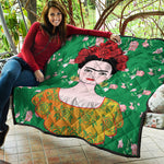 Frida Kahlo And Pink Floral Print Quilt