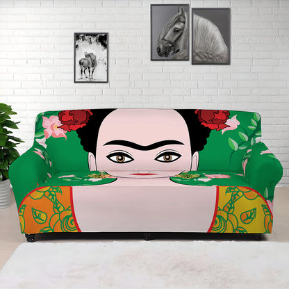 Frida Kahlo And Pink Floral Print Sofa Cover
