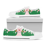 Frida Kahlo And Pink Floral Print White Low Top Shoes