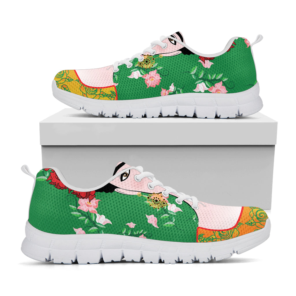 Frida Kahlo And Pink Floral Print White Sneakers