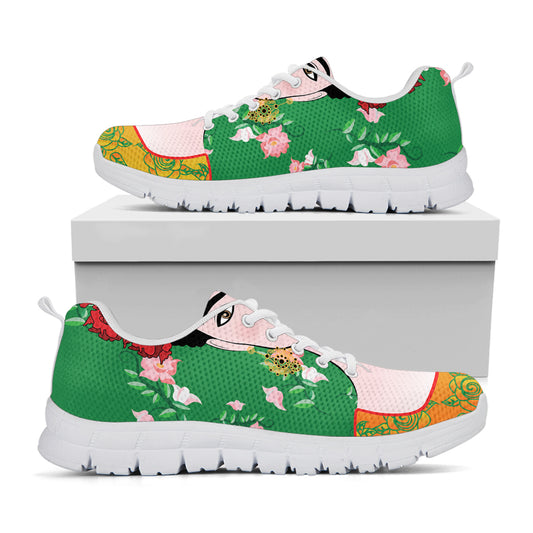 Frida Kahlo And Pink Floral Print White Sneakers