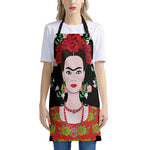 Frida Kahlo And Pink Flower Print Apron