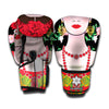 Frida Kahlo And Pink Flower Print Boxing Gloves