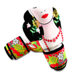 Frida Kahlo And Pink Flower Print Boxing Gloves