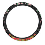 Frida Kahlo And Pink Flower Print Car Steering Wheel Cover