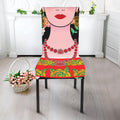 Frida Kahlo And Pink Flower Print Dining Chair Slipcover
