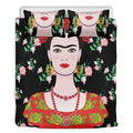 Frida Kahlo And Pink Flower Print Duvet Cover Bedding Set