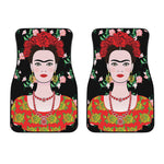 Frida Kahlo And Pink Flower Print Front Car Floor Mats