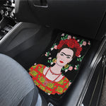 Frida Kahlo And Pink Flower Print Front Car Floor Mats