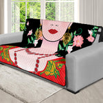 Frida Kahlo And Pink Flower Print Futon Protector