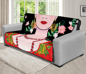 Frida Kahlo And Pink Flower Print Futon Protector