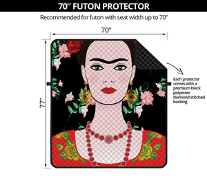 Frida Kahlo And Pink Flower Print Futon Protector