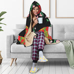 Frida Kahlo And Pink Flower Print Hooded Blanket