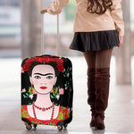 Frida Kahlo And Pink Flower Print Luggage Cover