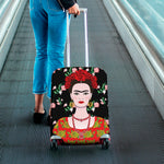 Frida Kahlo And Pink Flower Print Luggage Cover