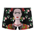 Frida Kahlo And Pink Flower Print Men's Boxer Briefs