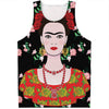 Frida Kahlo And Pink Flower Print Men's Tank Top