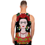 Frida Kahlo And Pink Flower Print Men's Tank Top