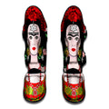 Frida Kahlo And Pink Flower Print Muay Thai Shin Guards