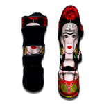 Frida Kahlo And Pink Flower Print Muay Thai Shin Guard