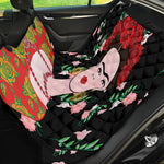 Frida Kahlo And Pink Flower Print Pet Car Back Seat Cover