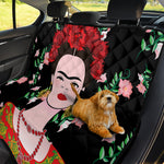 Frida Kahlo And Pink Flower Print Pet Car Back Seat Cover
