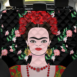 Frida Kahlo And Pink Flower Print Pet Car Back Seat Cover