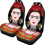 Frida Kahlo And Pink Flower Print Universal Fit Car Seat Covers