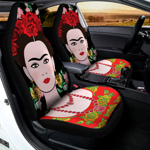 Frida Kahlo And Pink Flower Print Universal Fit Car Seat Covers