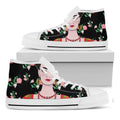 Frida Kahlo And Pink Flower Print White High Top Sneakers