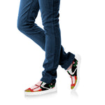 Frida Kahlo And Pink Flower Print White Slip On Shoes