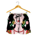 Frida Kahlo And Pink Flower Print Women's Shorts