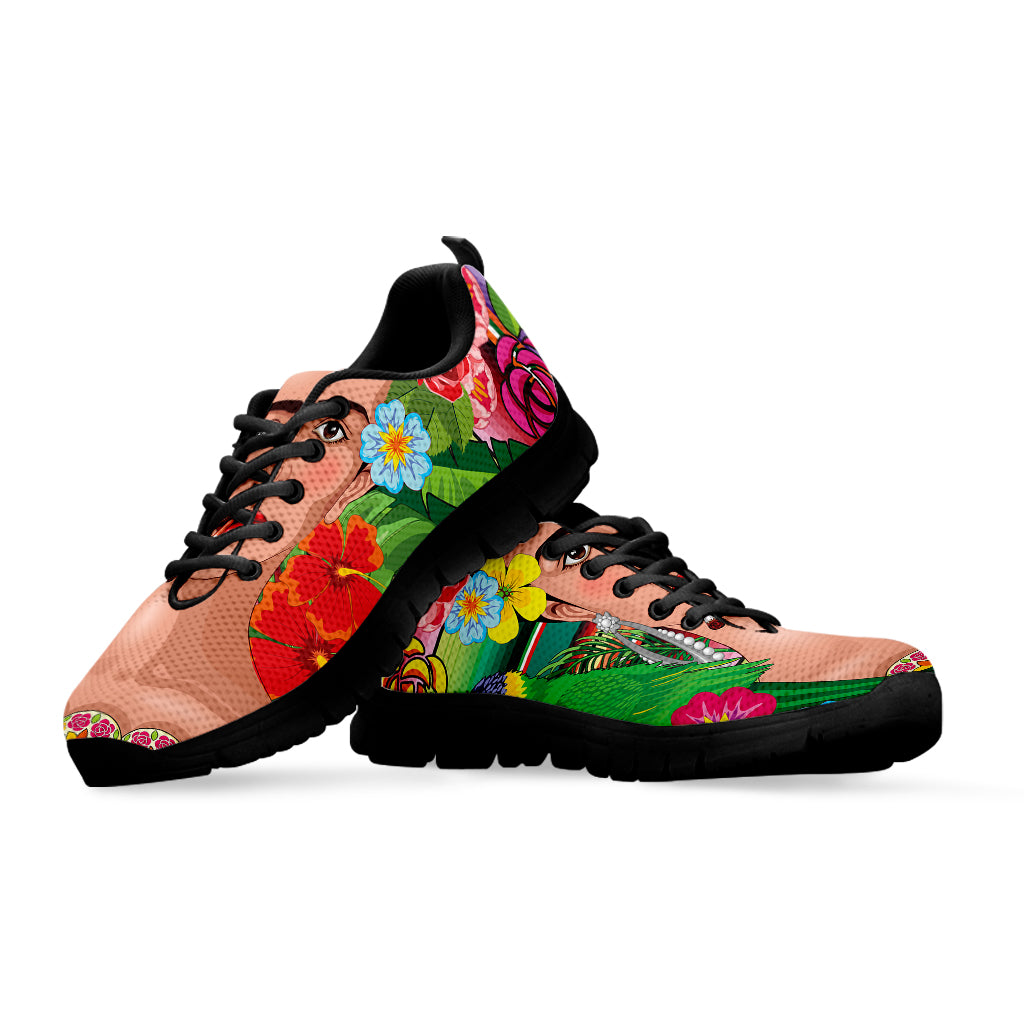 Frida Kahlo Serape Print Black Sneakers