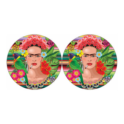 Frida Kahlo Serape Print Car Coasters