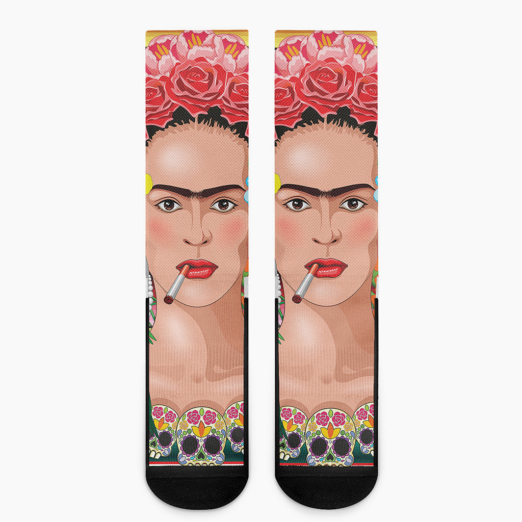 Frida Kahlo Serape Print Crew Socks